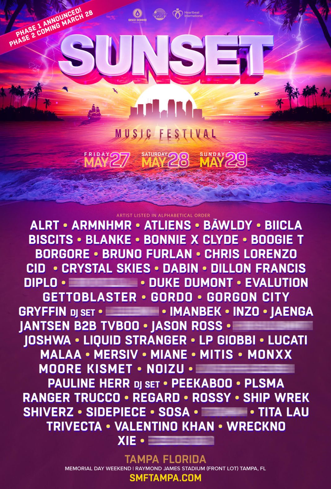 Sunset Music Festival Drops Phase 1 of its FirstEver 3Day Lineup