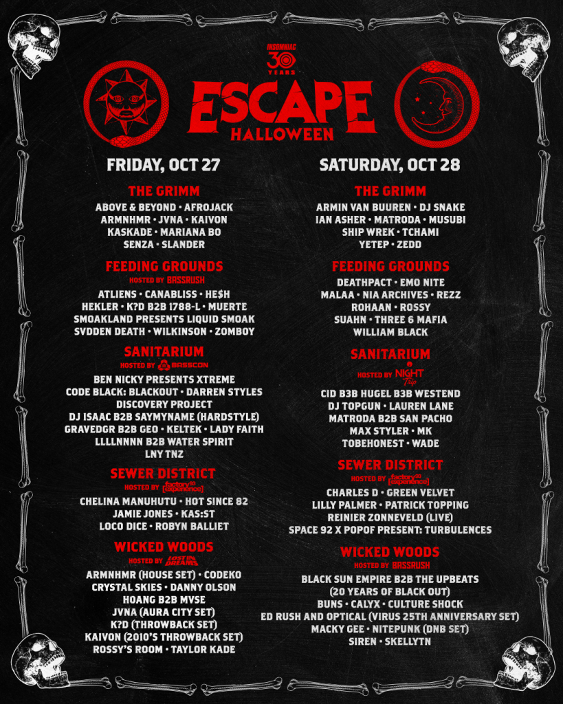 Escape Halloween Announces Daily Stage Lineups EDMTunes